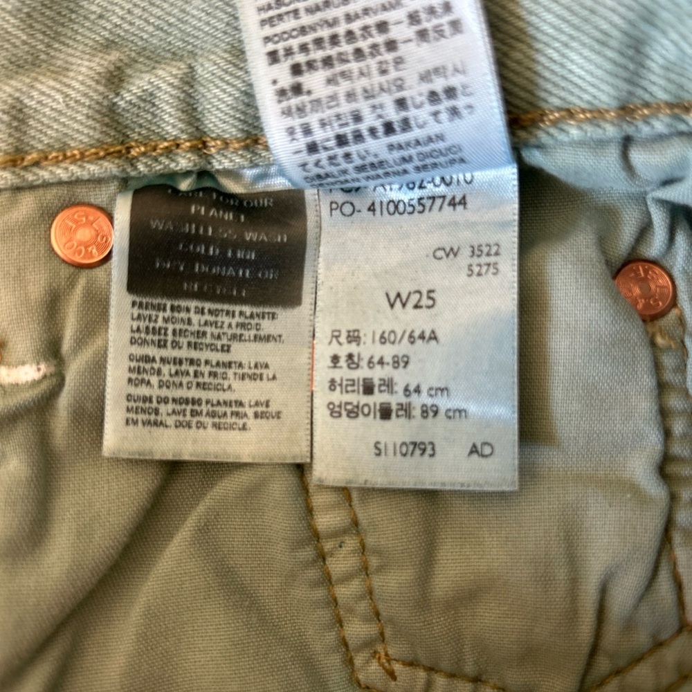 Levis Premium 501 90’s Cutoff Button-fly Shorts Women’s 25 Sage Green NWT - Picture 10 of 10
